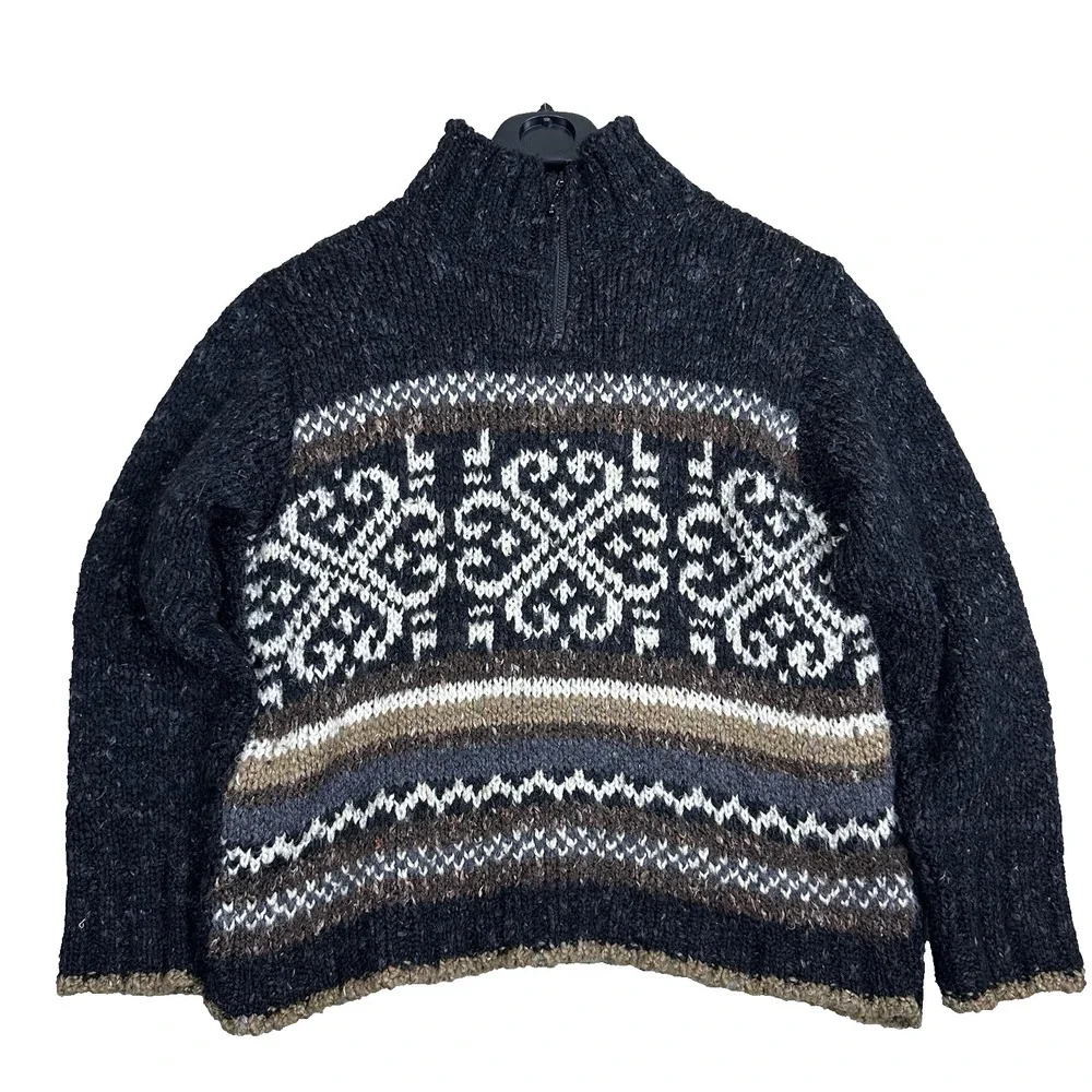 Relais Petite Vintage Fair Isle Knit Sweater Women S 1/2 Zip Nordic Pullover USA - Picture 3 of 12